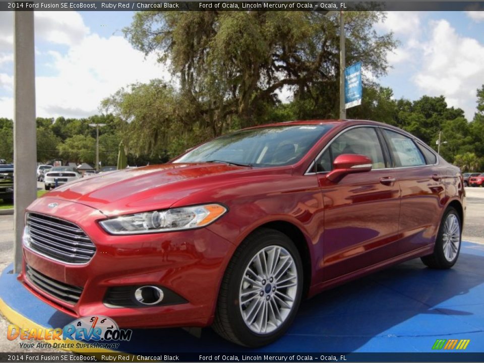 2014 Ford Fusion SE EcoBoost Ruby Red / Charcoal Black Photo #1