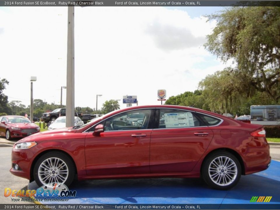 2014 Ford Fusion SE EcoBoost Ruby Red / Charcoal Black Photo #2