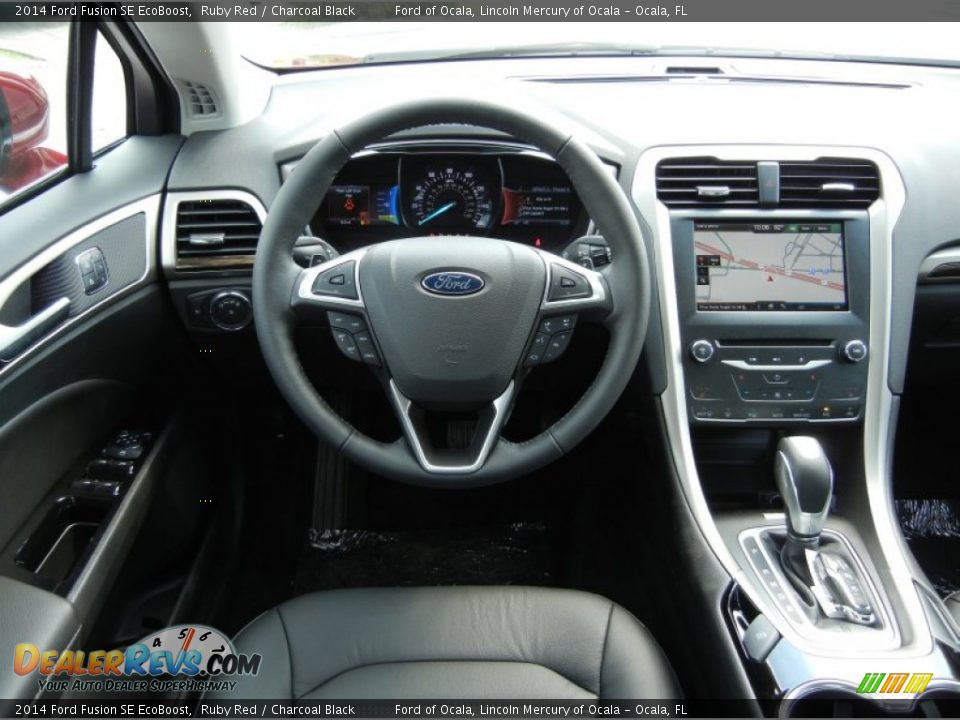 2014 Ford Fusion SE EcoBoost Ruby Red / Charcoal Black Photo #9