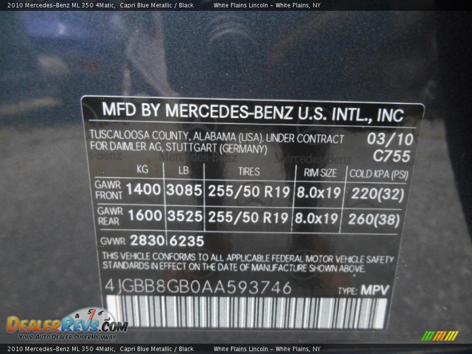 2010 Mercedes-Benz ML 350 4Matic Capri Blue Metallic / Black Photo #22