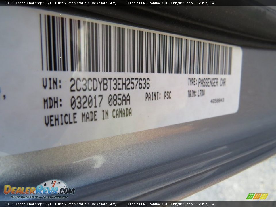 2014 Dodge Challenger R/T Billet Silver Metallic / Dark Slate Gray Photo #15