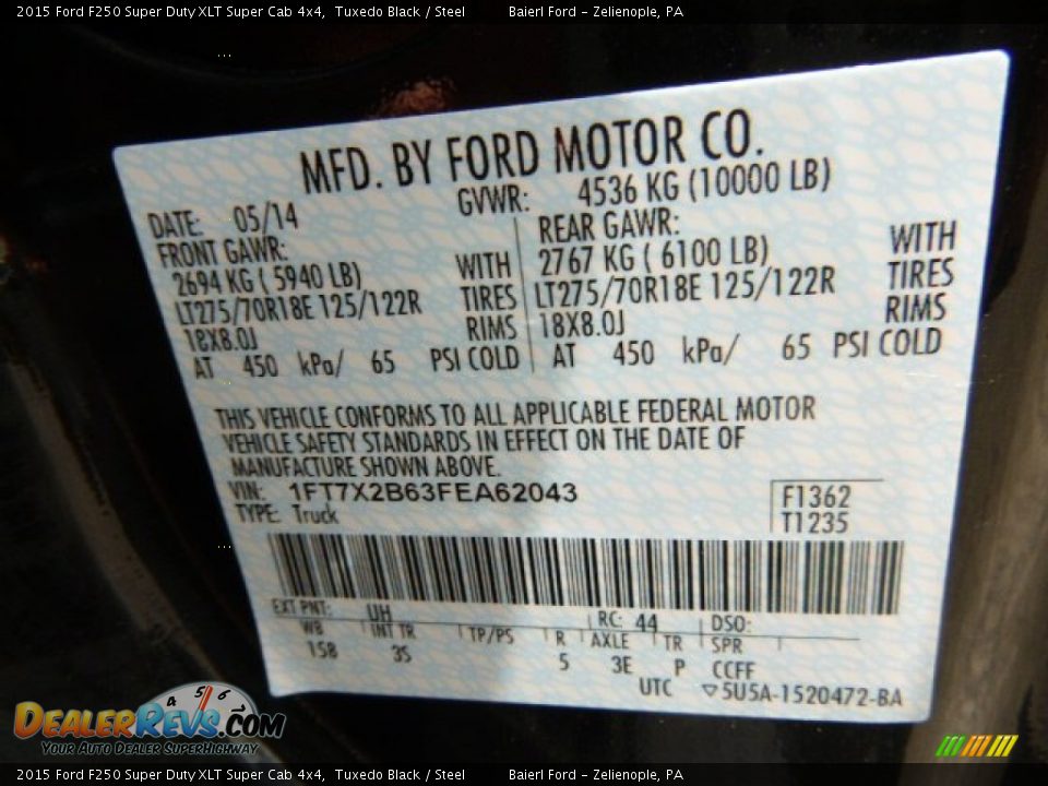 2015 Ford F250 Super Duty XLT Super Cab 4x4 Tuxedo Black / Steel Photo #20