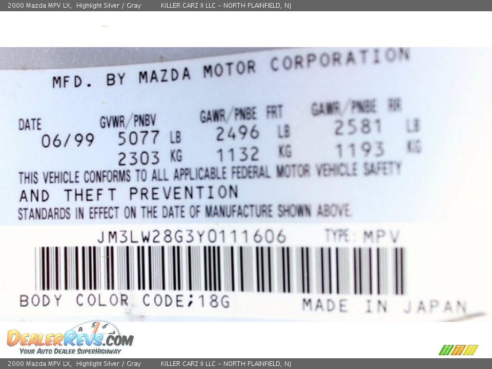 2000 Mazda MPV LX Highlight Silver / Gray Photo #31