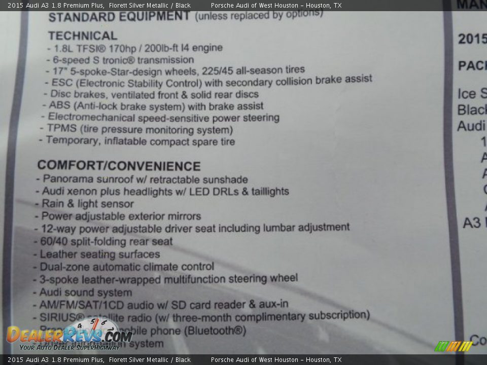 2015 Audi A3 1.8 Premium Plus Window Sticker Photo #34