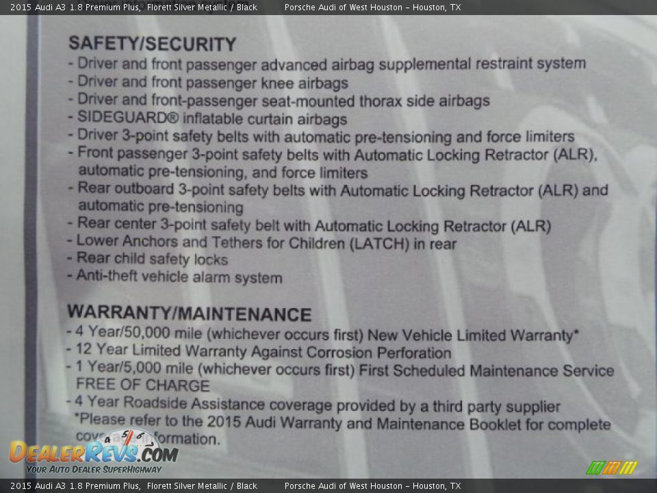 2015 Audi A3 1.8 Premium Plus Window Sticker Photo #35