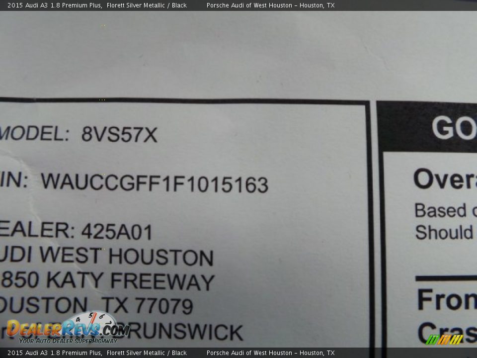 2015 Audi A3 1.8 Premium Plus Florett Silver Metallic / Black Photo #36