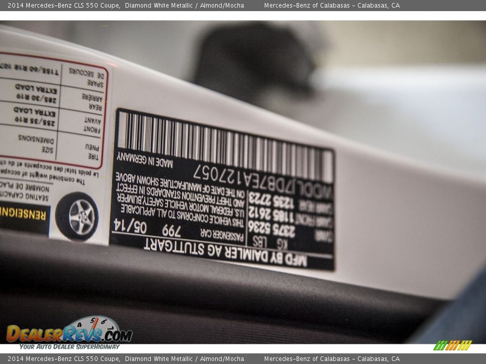 2014 Mercedes-Benz CLS 550 Coupe Diamond White Metallic / Almond/Mocha Photo #7