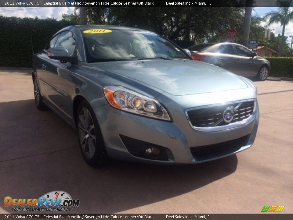 2011 Volvo C70 T5 Celestial Blue Metallic / Soverign Hide Calcite Leather/Off Black Photo #7