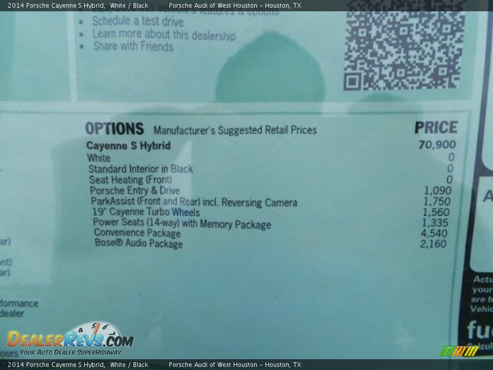 2014 Porsche Cayenne S Hybrid Window Sticker Photo #34