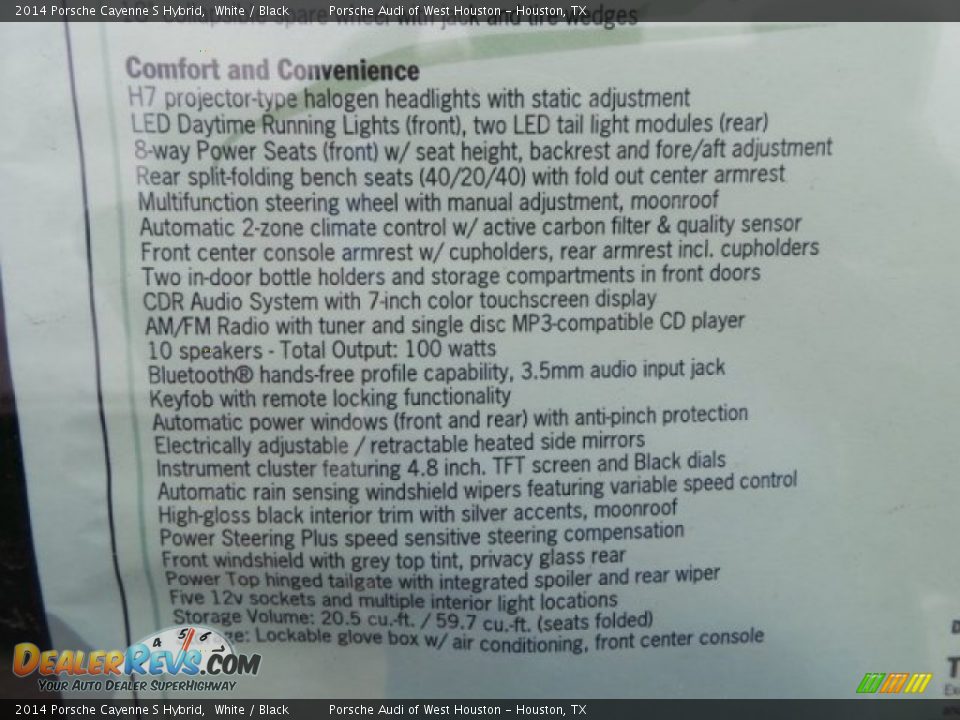 2014 Porsche Cayenne S Hybrid Window Sticker Photo #36