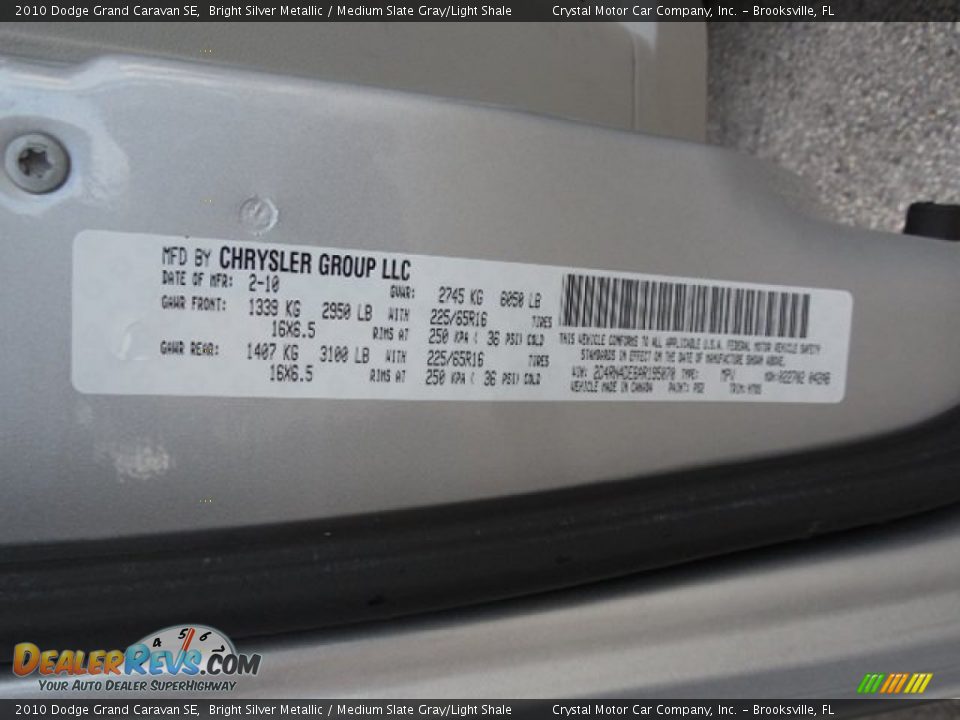 2010 Dodge Grand Caravan SE Bright Silver Metallic / Medium Slate Gray/Light Shale Photo #24