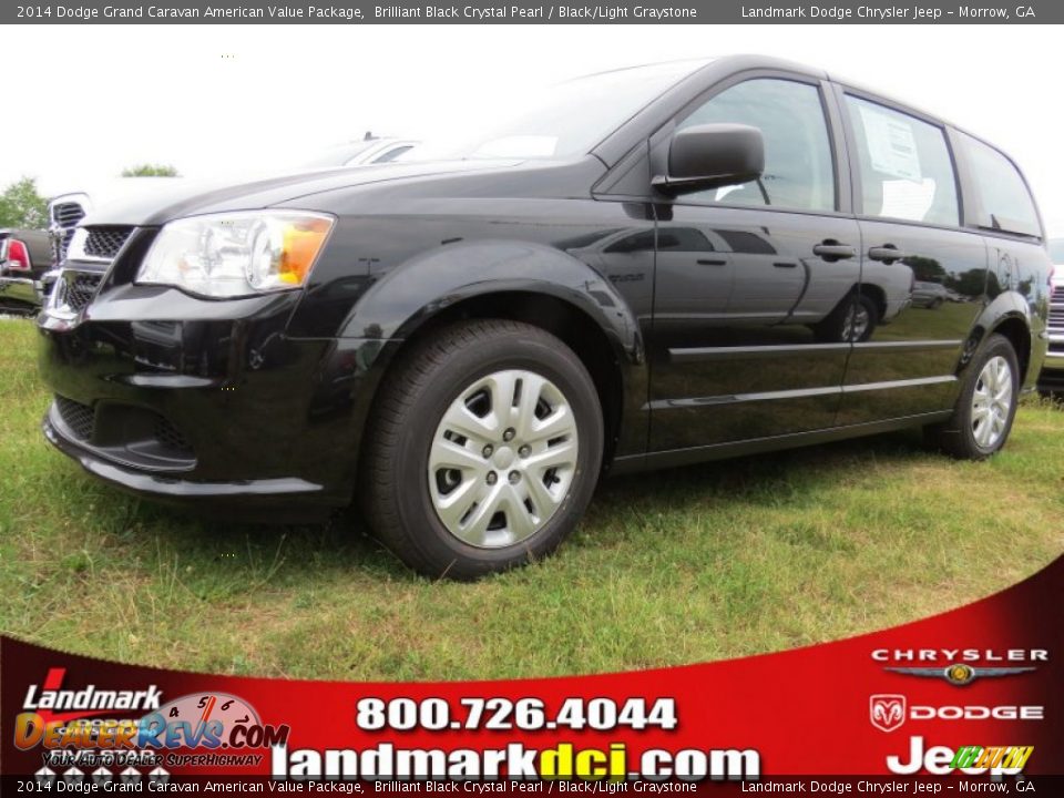 2014 Dodge Grand Caravan American Value Package Brilliant Black Crystal Pearl / Black/Light Graystone Photo #1