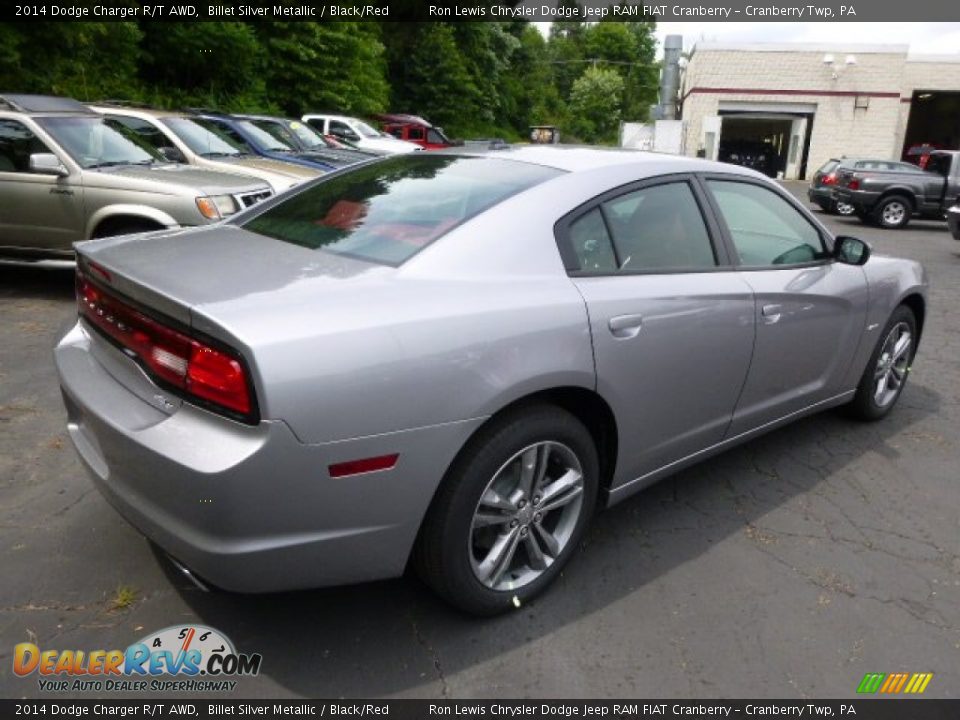 2014 Dodge Charger R/T AWD Billet Silver Metallic / Black/Red Photo #6
