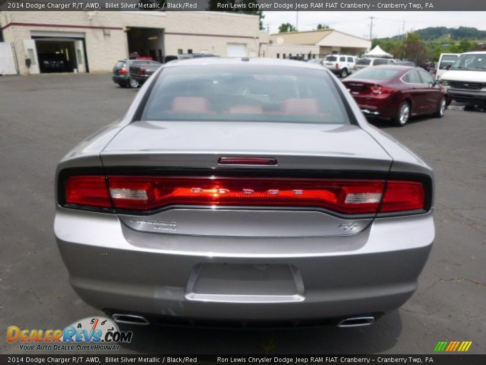 2014 Dodge Charger R/T AWD Billet Silver Metallic / Black/Red Photo #7