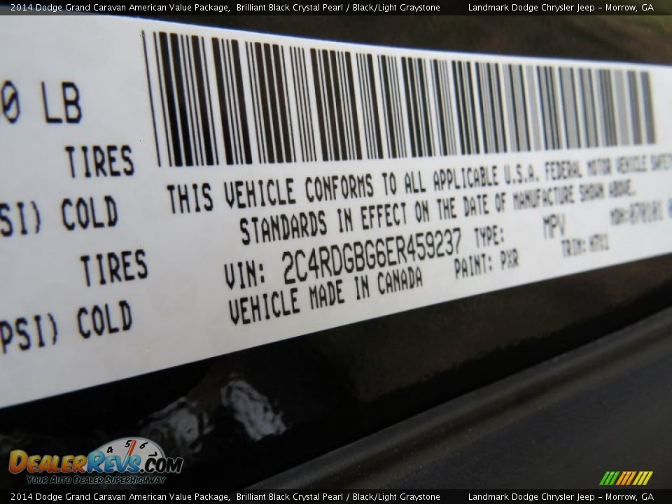 2014 Dodge Grand Caravan American Value Package Brilliant Black Crystal Pearl / Black/Light Graystone Photo #9