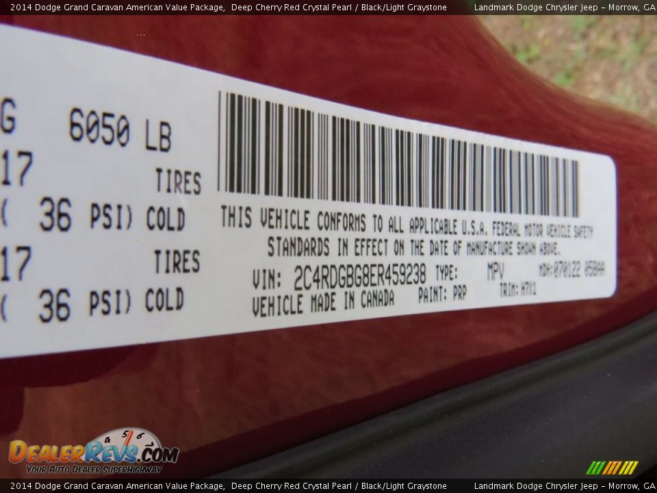 2014 Dodge Grand Caravan American Value Package Deep Cherry Red Crystal Pearl / Black/Light Graystone Photo #9