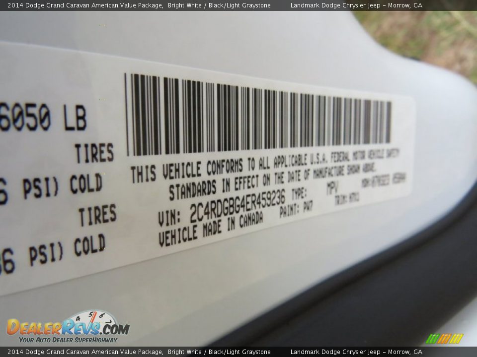 2014 Dodge Grand Caravan American Value Package Bright White / Black/Light Graystone Photo #9