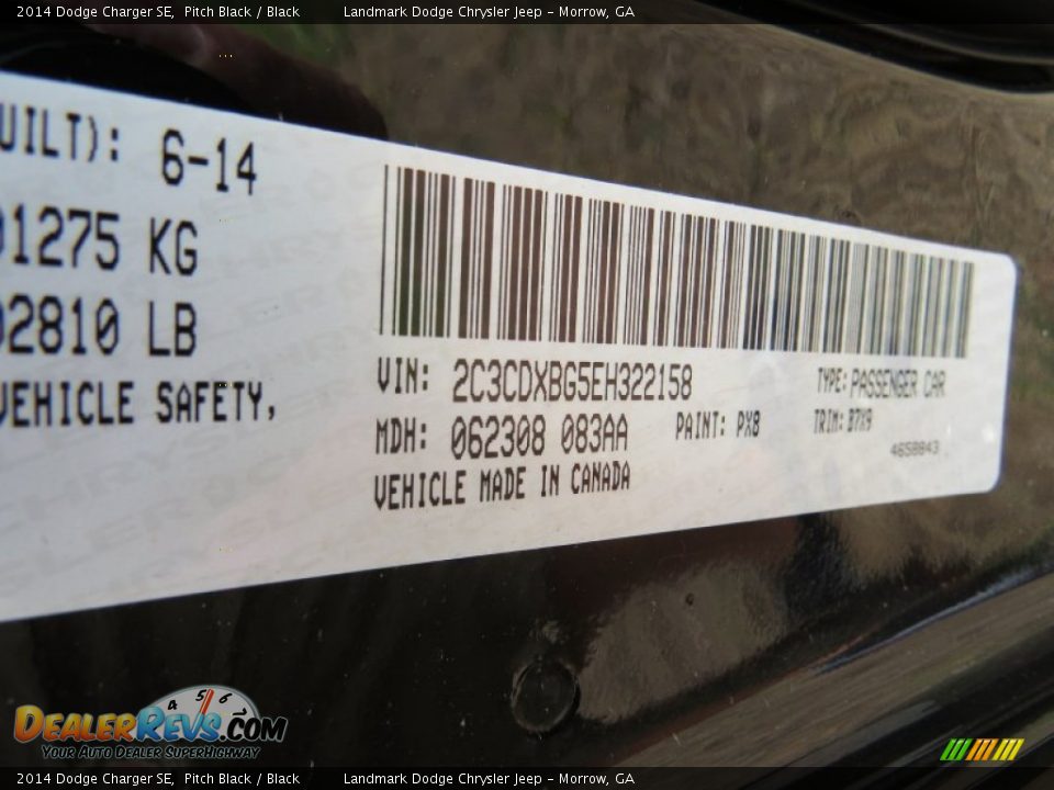 2014 Dodge Charger SE Pitch Black / Black Photo #9