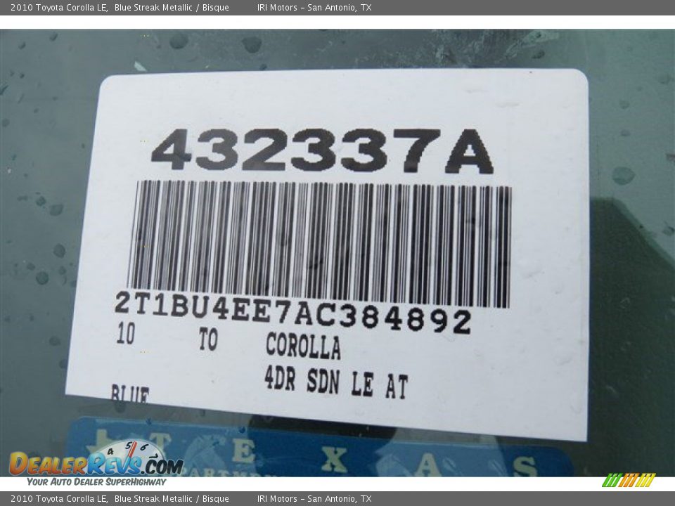 2010 Toyota Corolla LE Blue Streak Metallic / Bisque Photo #18