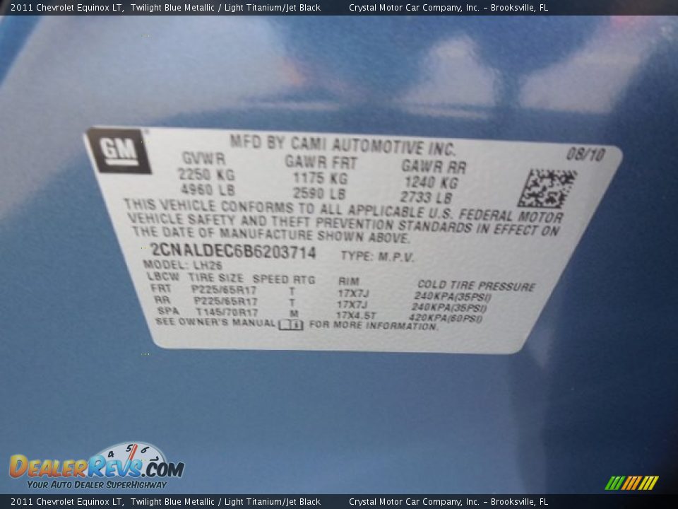 2011 Chevrolet Equinox LT Twilight Blue Metallic / Light Titanium/Jet Black Photo #23