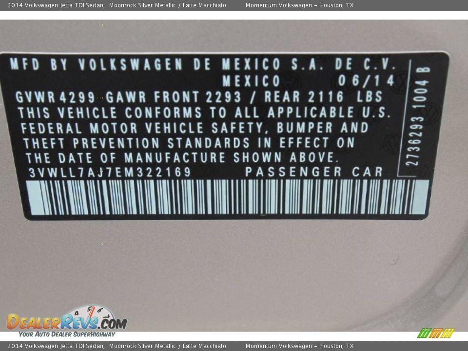 2014 Volkswagen Jetta TDI Sedan Moonrock Silver Metallic / Latte Macchiato Photo #24