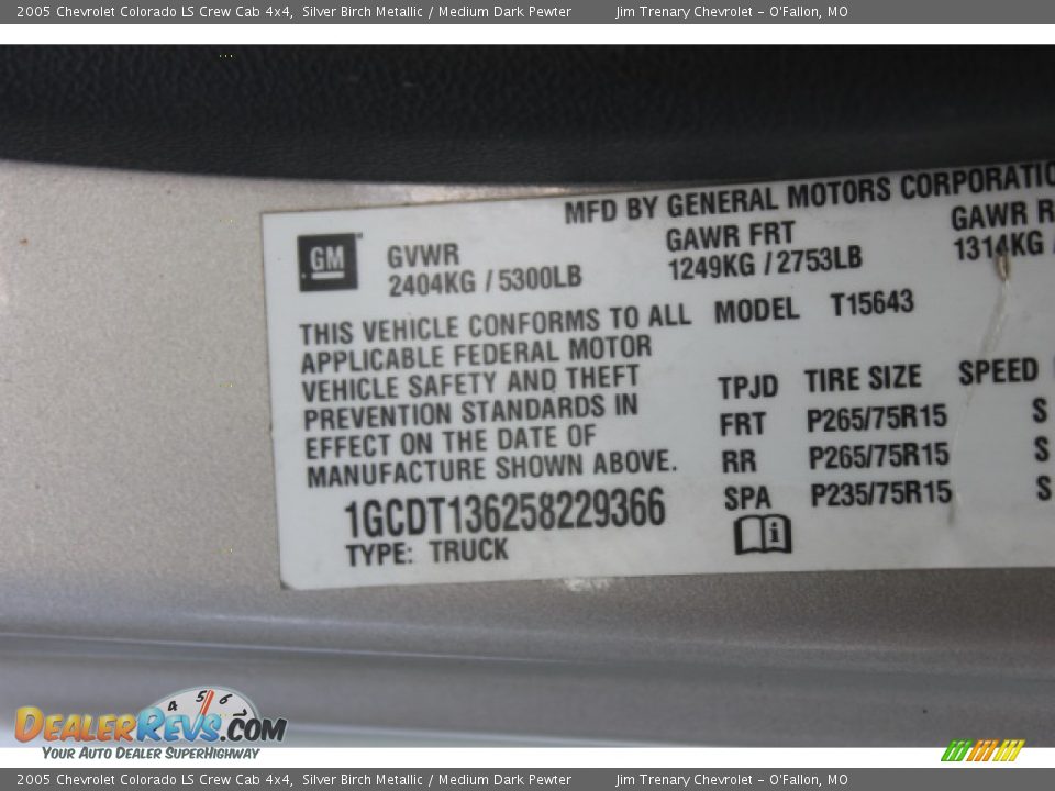 2005 Chevrolet Colorado LS Crew Cab 4x4 Silver Birch Metallic / Medium Dark Pewter Photo #17