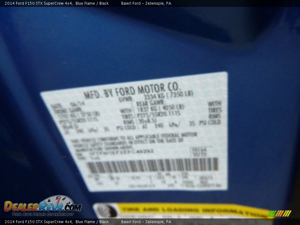 2014 Ford F150 STX SuperCrew 4x4 Blue Flame / Black Photo #20