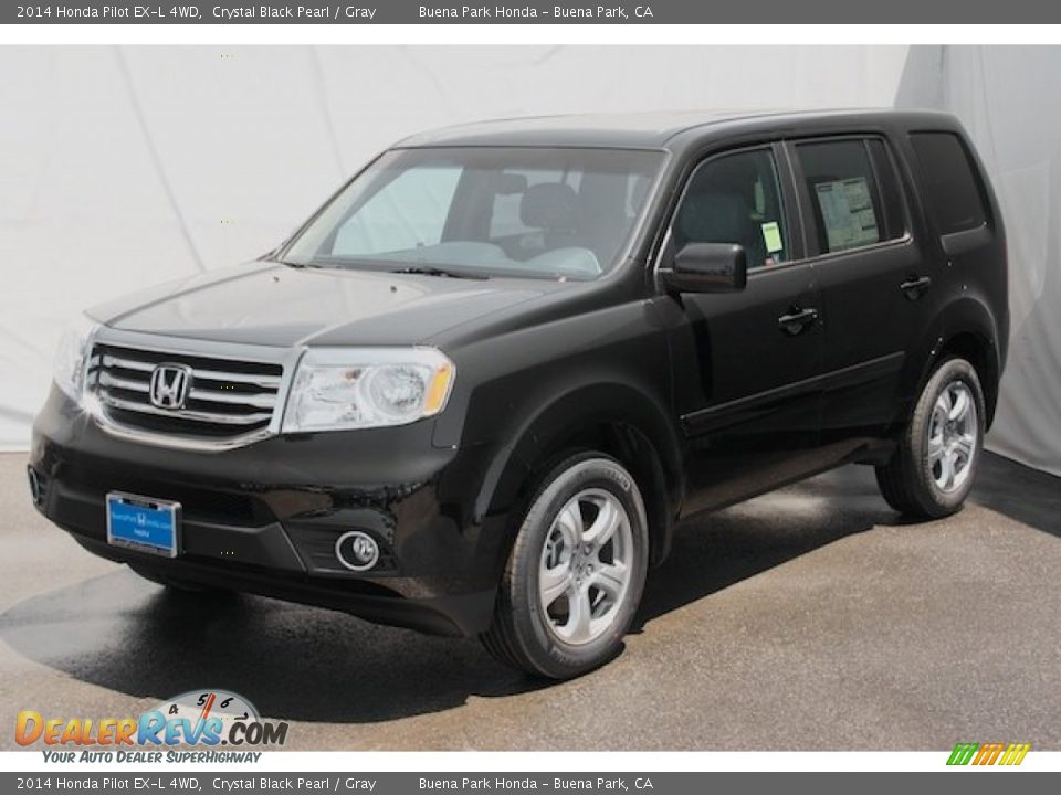 2014 Honda Pilot EX-L 4WD Crystal Black Pearl / Gray Photo #3