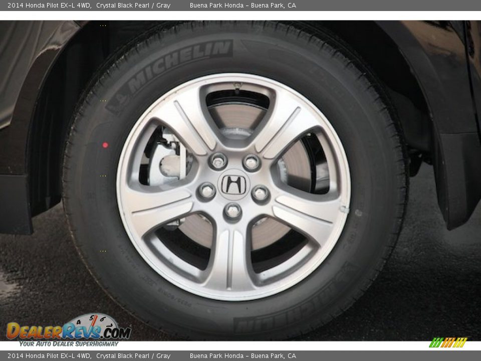 2014 Honda Pilot EX-L 4WD Crystal Black Pearl / Gray Photo #7