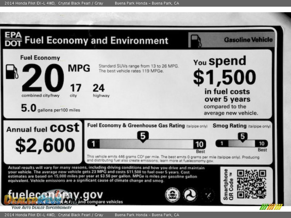 2014 Honda Pilot EX-L 4WD Crystal Black Pearl / Gray Photo #26