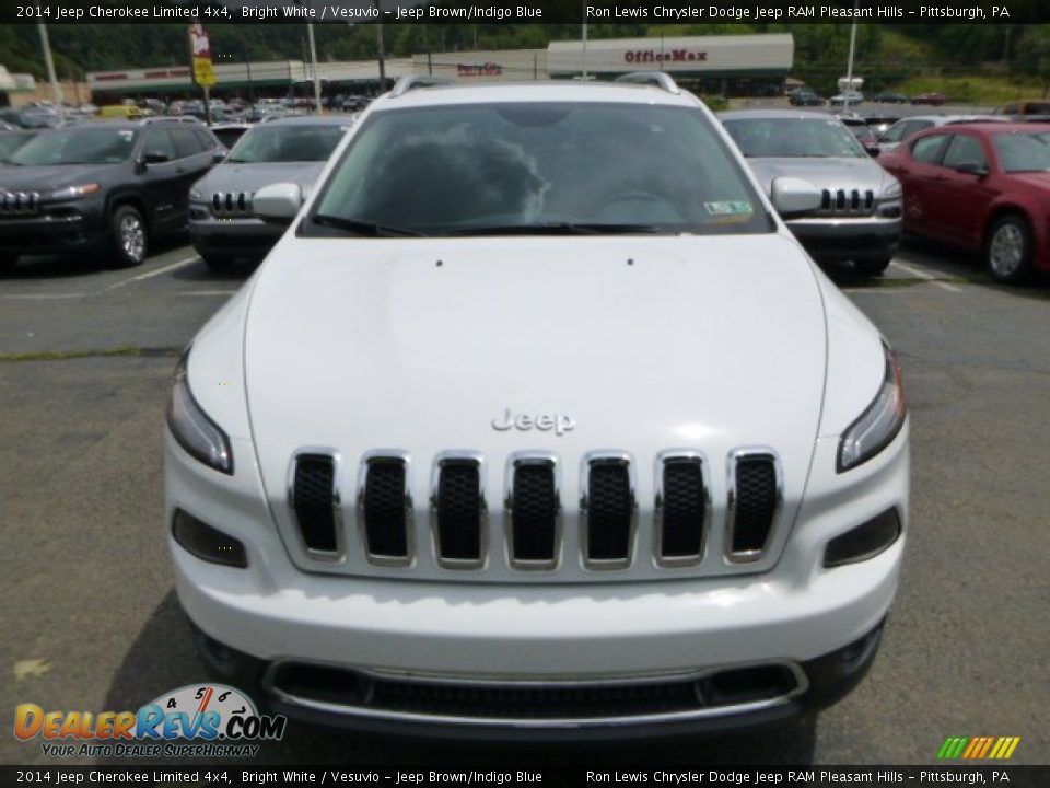 2014 Jeep Cherokee Limited 4x4 Bright White / Vesuvio - Jeep Brown/Indigo Blue Photo #8