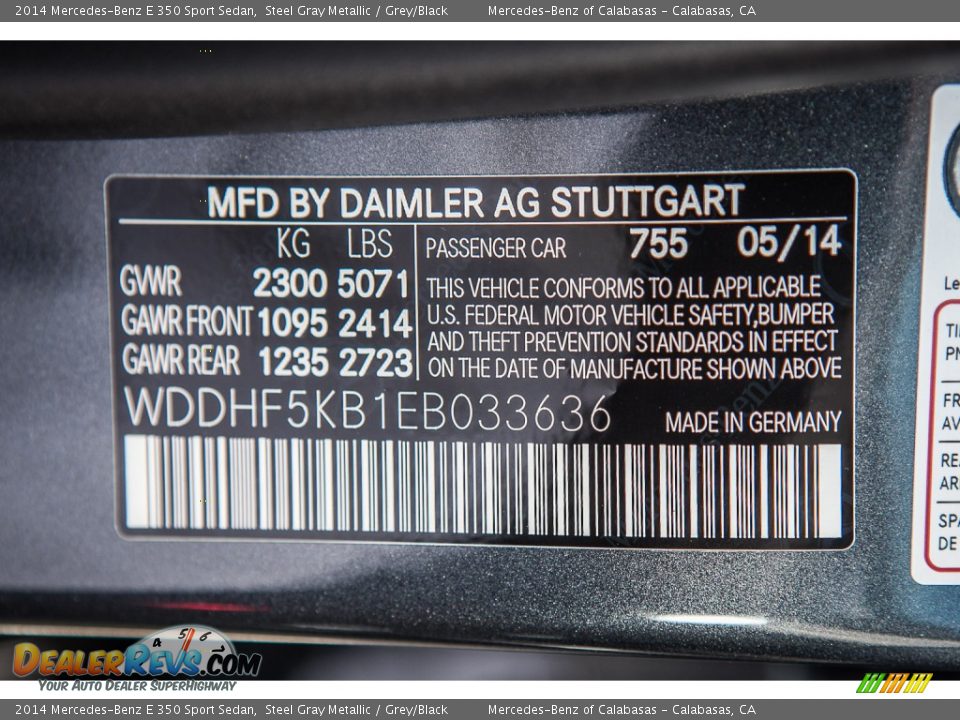 2014 Mercedes-Benz E 350 Sport Sedan Steel Gray Metallic / Grey/Black Photo #7