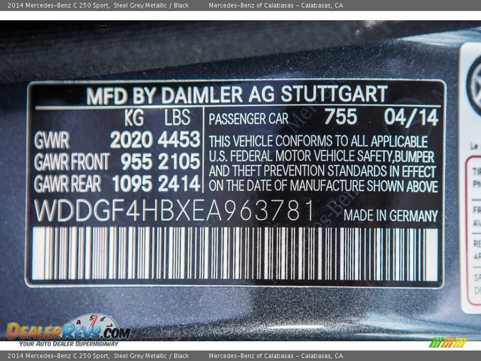 2014 Mercedes-Benz C 250 Sport Steel Grey Metallic / Black Photo #7