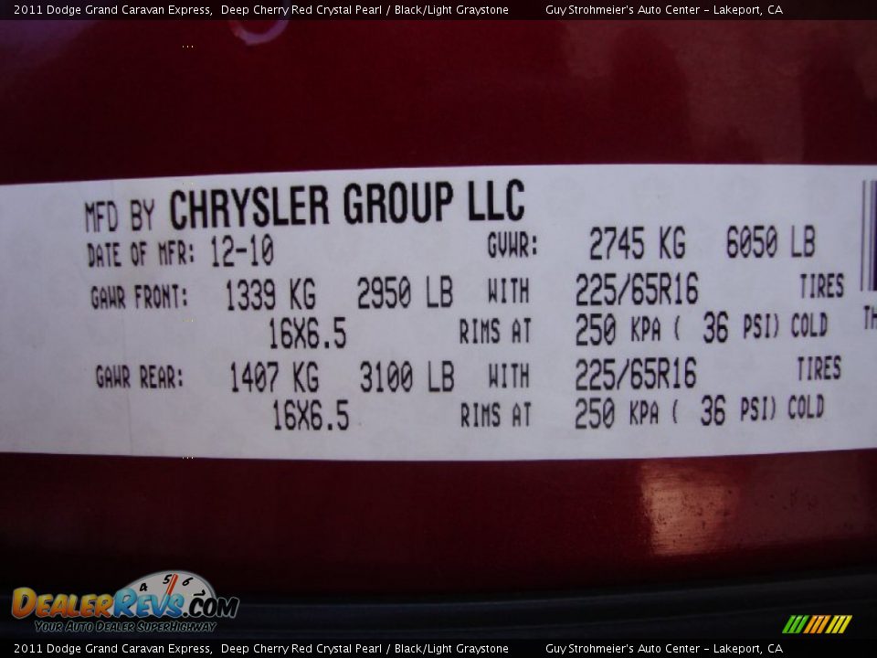 2011 Dodge Grand Caravan Express Deep Cherry Red Crystal Pearl / Black/Light Graystone Photo #26