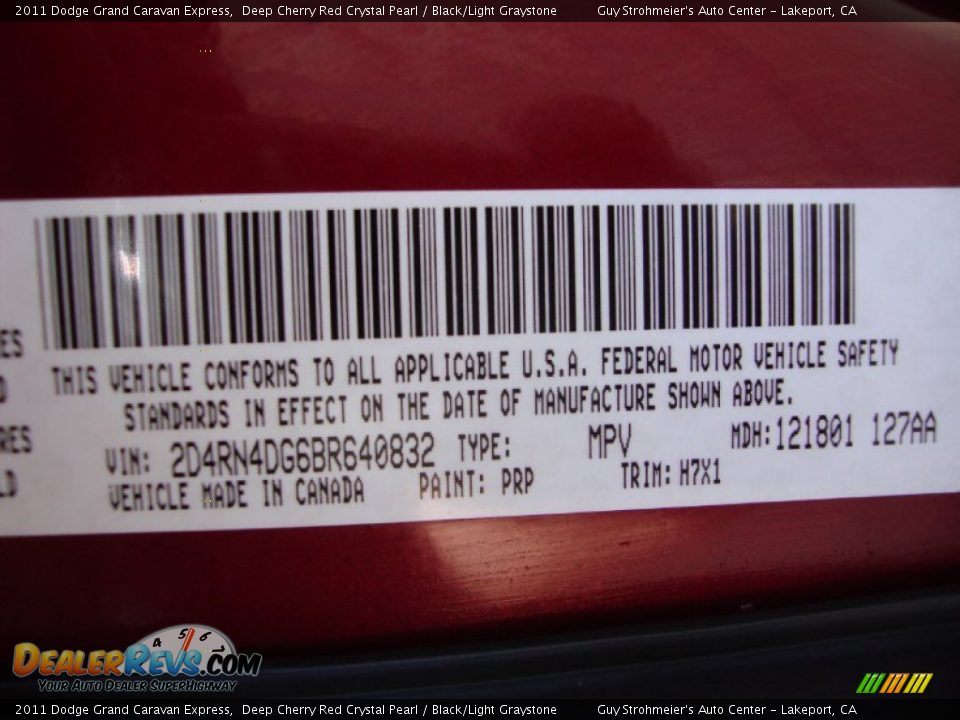 2011 Dodge Grand Caravan Express Deep Cherry Red Crystal Pearl / Black/Light Graystone Photo #27