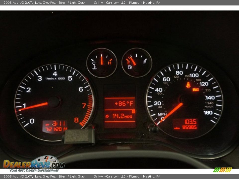 2008 Audi A3 2.0T Lava Grey Pearl Effect / Light Gray Photo #33