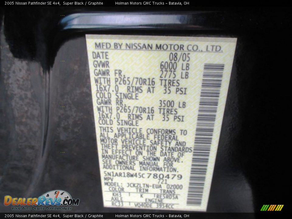 2005 Nissan Pathfinder SE 4x4 Super Black / Graphite Photo #4