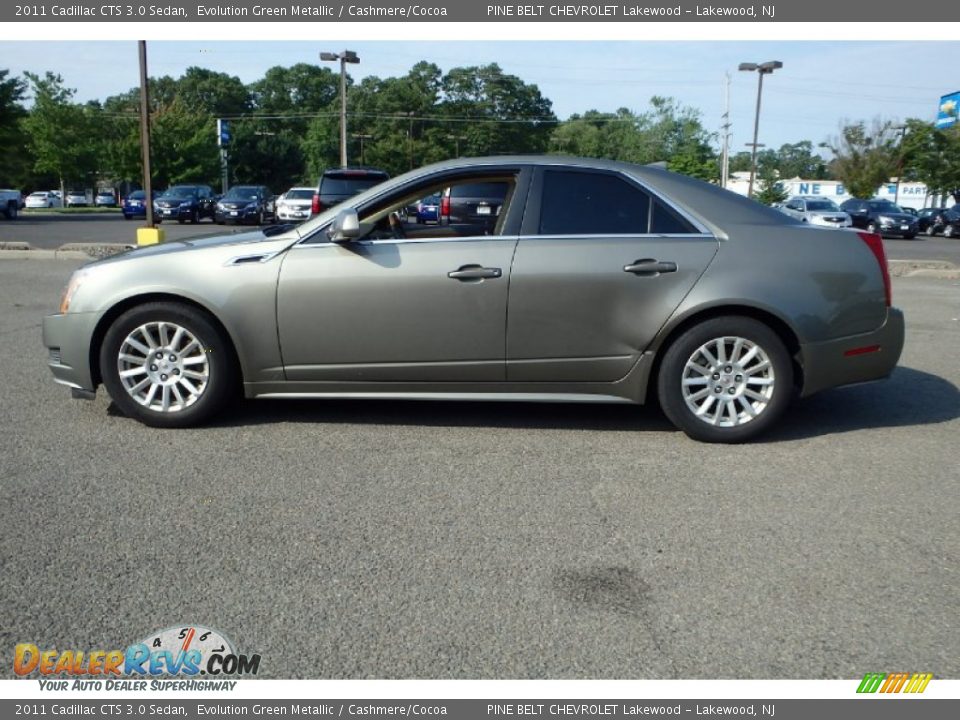 2011 Cadillac CTS 3.0 Sedan Evolution Green Metallic / Cashmere/Cocoa Photo #8