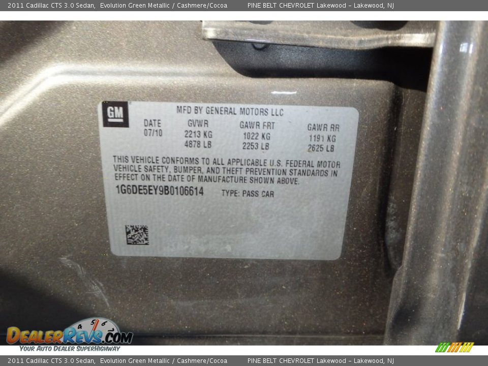 2011 Cadillac CTS 3.0 Sedan Evolution Green Metallic / Cashmere/Cocoa Photo #35