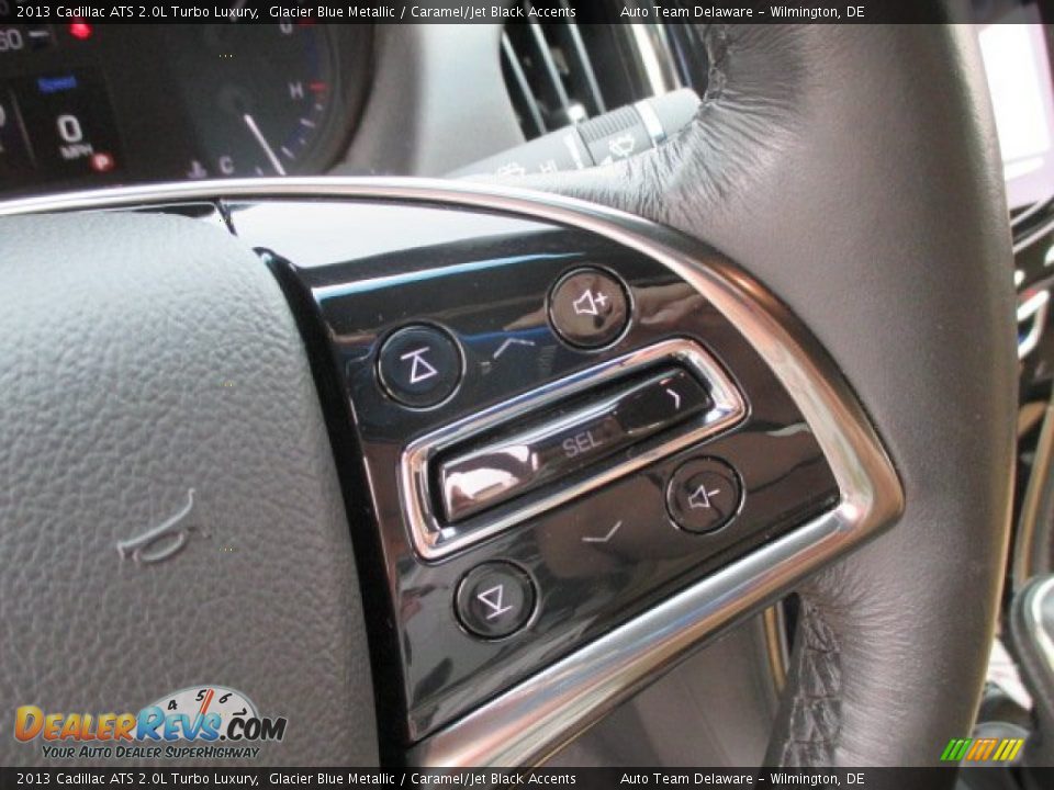 2013 Cadillac ATS 2.0L Turbo Luxury Glacier Blue Metallic / Caramel/Jet Black Accents Photo #34