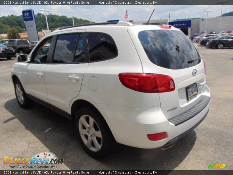 2008 Hyundai Santa Fe SE 4WD Powder White Pearl / Beige Photo #6