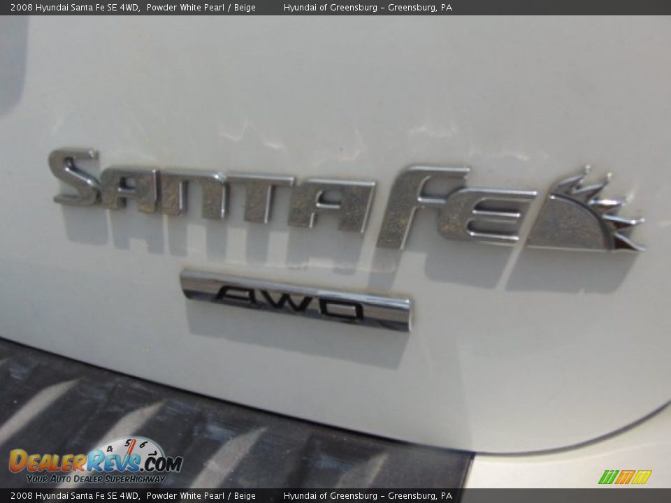 2008 Hyundai Santa Fe SE 4WD Powder White Pearl / Beige Photo #8