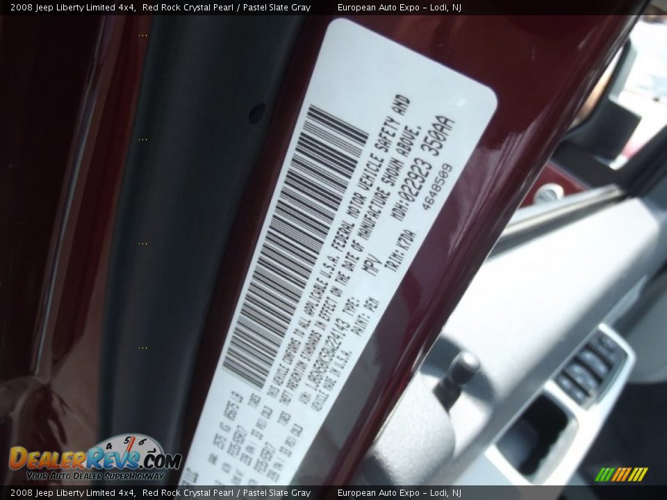 2008 Jeep Liberty Limited 4x4 Red Rock Crystal Pearl / Pastel Slate Gray Photo #36
