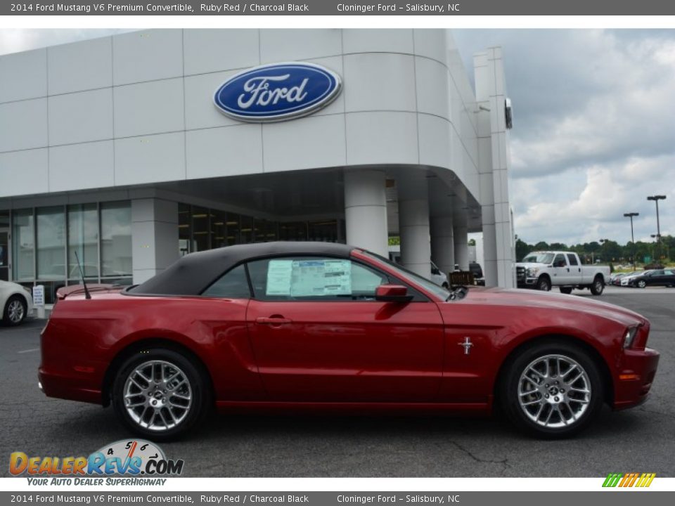 2014 Ford Mustang V6 Premium Convertible Ruby Red / Charcoal Black Photo #2