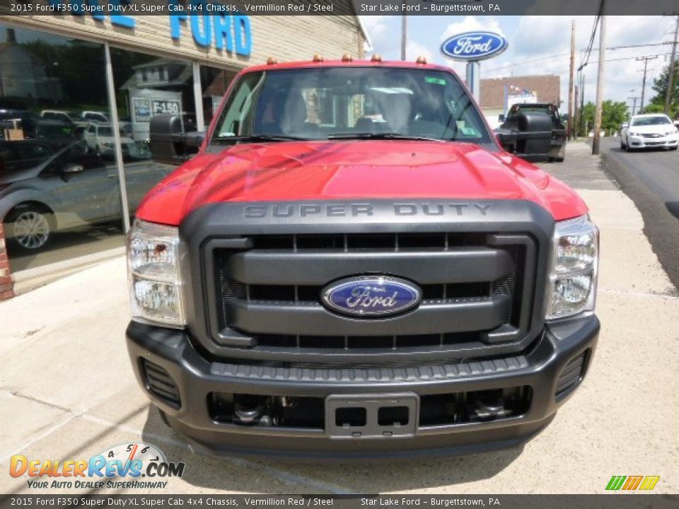 2015 Ford F350 Super Duty XL Super Cab 4x4 Chassis Vermillion Red / Steel Photo #2