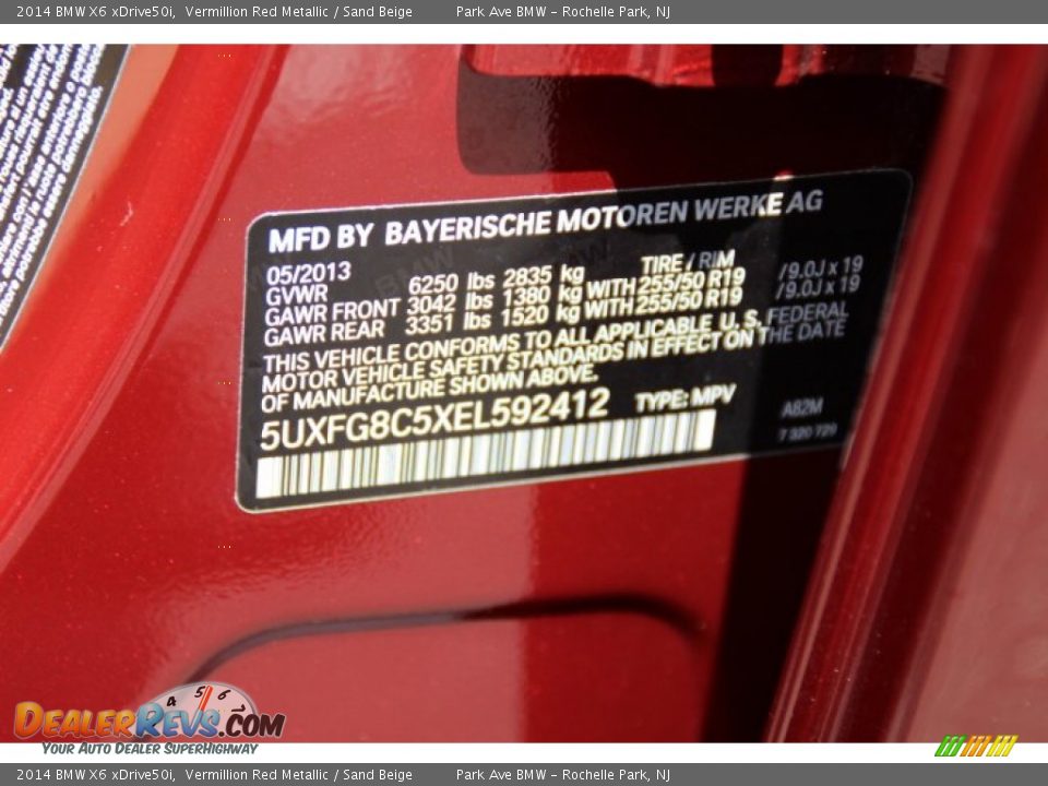 2014 BMW X6 xDrive50i Vermillion Red Metallic / Sand Beige Photo #33