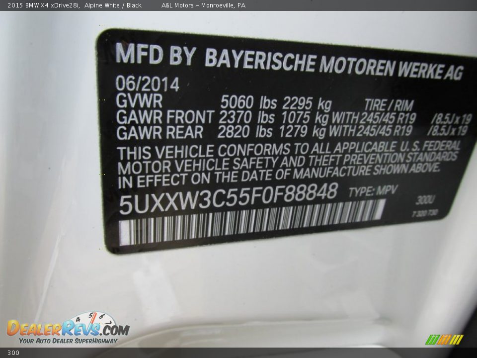 BMW Color Code 300 Alpine White