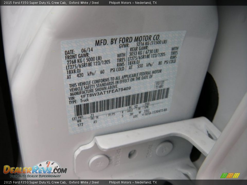 2015 Ford F350 Super Duty XL Crew Cab Oxford White / Steel Photo #33