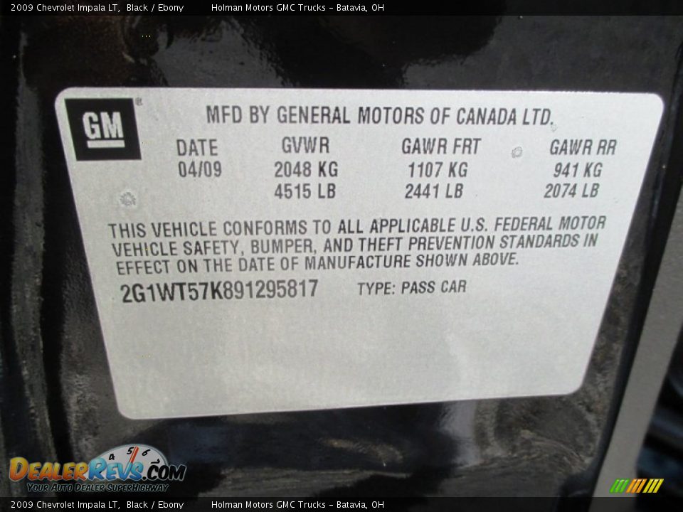 2009 Chevrolet Impala LT Black / Ebony Photo #4