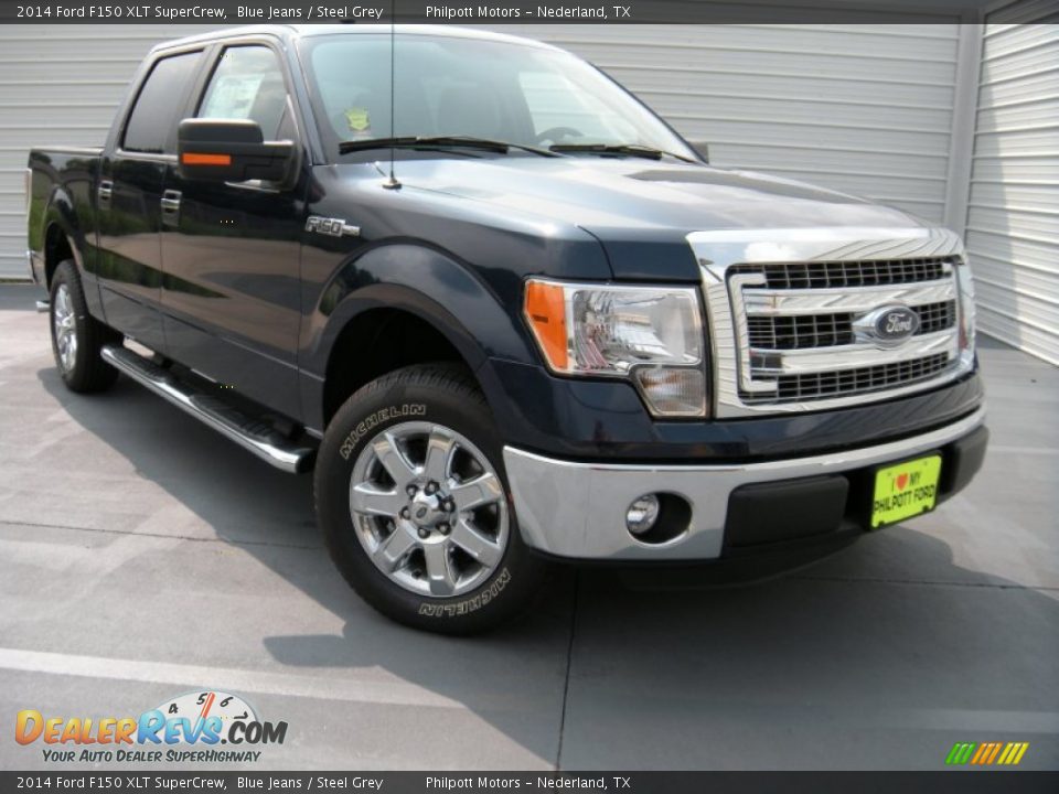 2014 Ford F150 XLT SuperCrew Blue Jeans / Steel Grey Photo #2